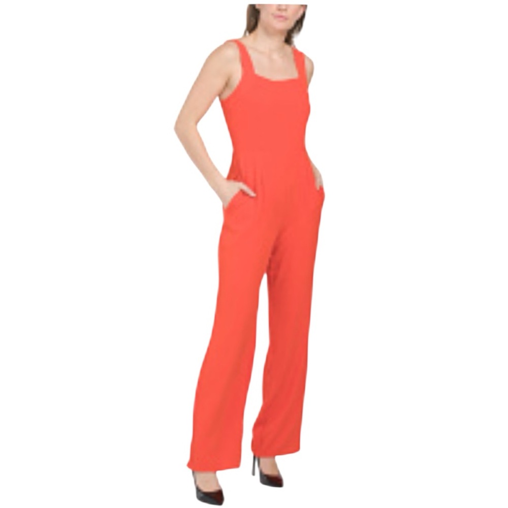 NWT Rachel Zoe Orange Smocked Tank Jumpsuit Romper Size 4 🔥🍊